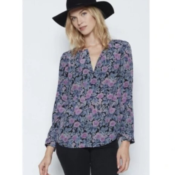 Joie Tops - Joie Silk Tunic Blouse Zahira Purple Blue Floral V-neck Fall Size Medium